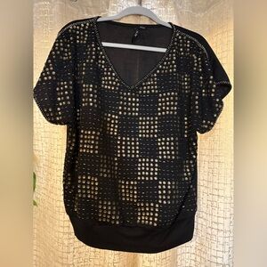 Aryn K Black and Gold Studded Blouse